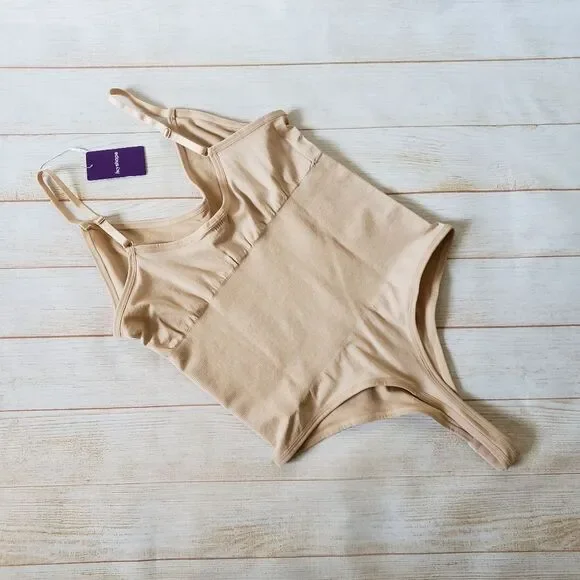 HeyShape Stretchy Snatched Thong Shapewear Bodysuit Neutral Nude Beige XXXL